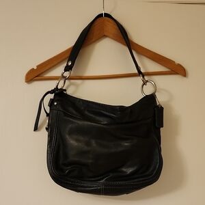 Coach Black Leather Shoulder Bag with Slouchy Silhouette
